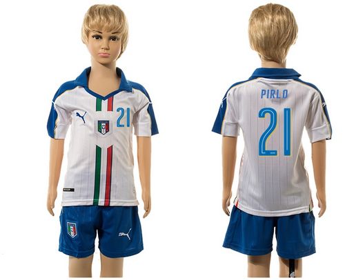 Italy #21 Pirlo White Away Kid Soccer Country Jersey Italy #21 Pirlo White Away Kid Soccer Country Jersey