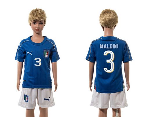 Italy #3 Maldini Blue Home Kid Soccer Country Jersey Italy #3 Maldini Blue Home Kid Soccer Country Jersey