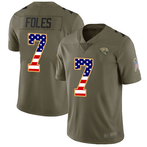 Jaguars #7 Nick Foles Olive USA Flag Men's Stitched Football Limited 2017 Salute To Service Jersey Jaguars #7 Nick Foles Olive USA Flag Men's Stitched Football Limited 2017 Salute To Service Jersey