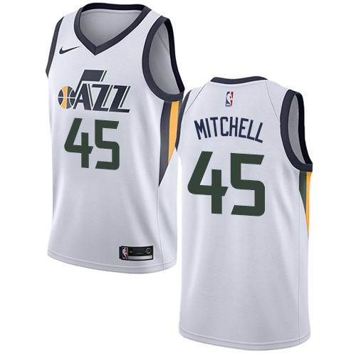 Jazz #45 Donovan Mitchell White Women's Basketball Swingman Association Edition Jersey