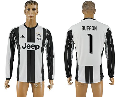 Juventus #1 Buffon Home Long Sleeves Soccer Club Jersey