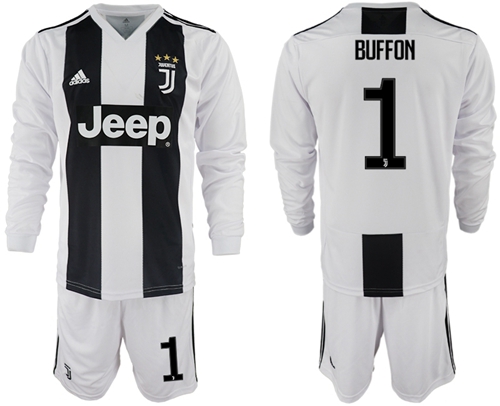 Juventus #1 Buffon Home Long Sleeves Soccer Club Jersey