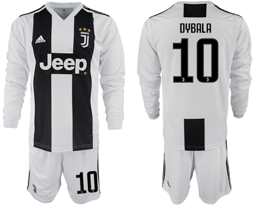 Juventus #10 Dybala Home Long Sleeves Soccer Club Jersey