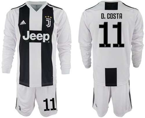 Juventus #11 D.Costa Home Long Sleeves Soccer Club Jersey