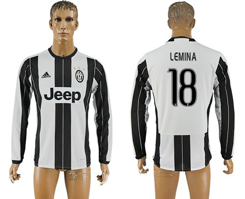 Juventus #18 Lemina Home Long Sleeves Soccer Club Jersey Juventus #18 Lemina Home Long Sleeves Soccer Club Jersey