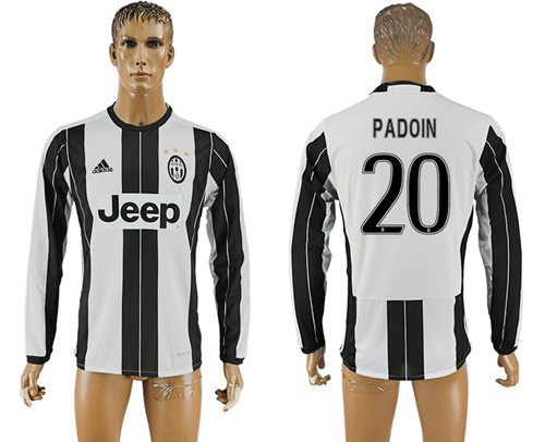 Juventus #20 Padoin Home Long Sleeves Soccer Club Jersey Juventus #20 Padoin Home Long Sleeves Soccer Club Jersey