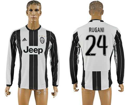 Juventus #24 Rugani Home Long Sleeves Soccer Club Jersey Juventus #24 Rugani Home Long Sleeves Soccer Club Jersey