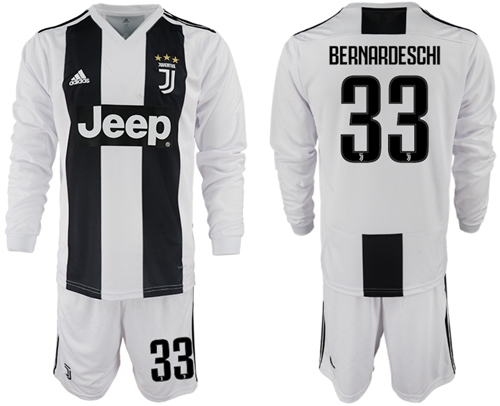 Juventus #33 Bernardeschi Home Long Sleeves Soccer Club Jersey