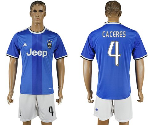 Juventus #4 Caceres Away Soccer Club Jersey