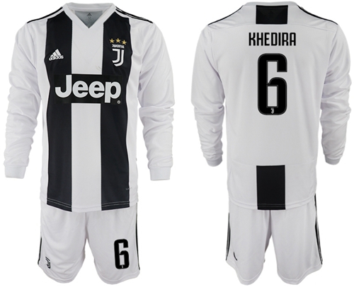 Juventus #6 Khedira Home Long Sleeves Soccer Club Jersey