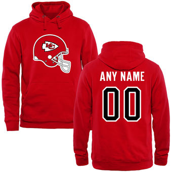Kansas City Chiefs Scarlet Custom Name & Number Helmet Pullover Hoodie Kansas City Chiefs Scarlet Custom Name & Number Helmet Pullover Hoodie
