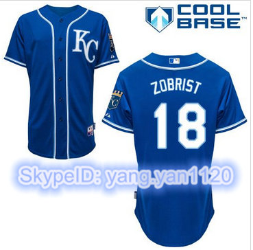 Kansas City Royals #18 Ben Zobrist Blue Alternate 2 Cool Base Stitched MLB Jersey Kansas City Royals #18 Ben Zobrist Blue Alternate 2 Cool Base Stitched MLB Jersey