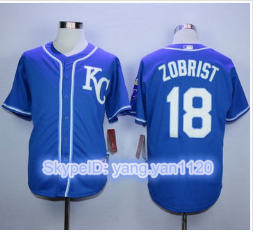 Kansas City Royals #18 Ben Zobrist Blue Alternate 2 Cool Base Stitched MLB Jersey Kansas City Royals #18 Ben Zobrist Blue Alternate 2 Cool Base Stitched MLB Jersey