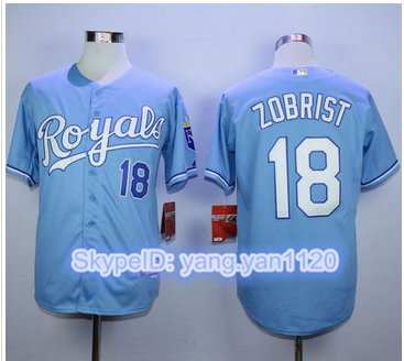 Kansas City Royals #18 Ben Zobrist Light Blue Alternate 1 Cool Base Stitched MLB Jersey