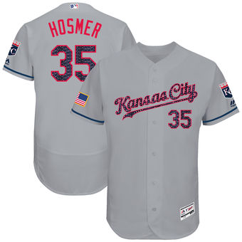 Kansas City Royals Eric Hosmer Majestic 2017 Stars & Stripes Authentic Collection FlexBase Player Jersey - Gray
