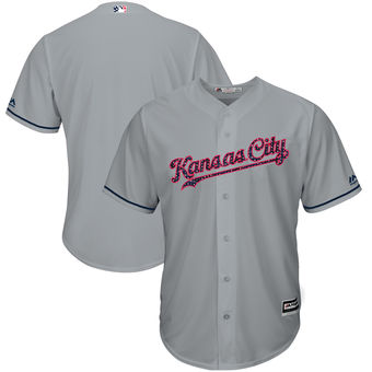 Kansas City Royals Majestic 2017 Stars & Stripes Cool Base Team Jersey - Gray