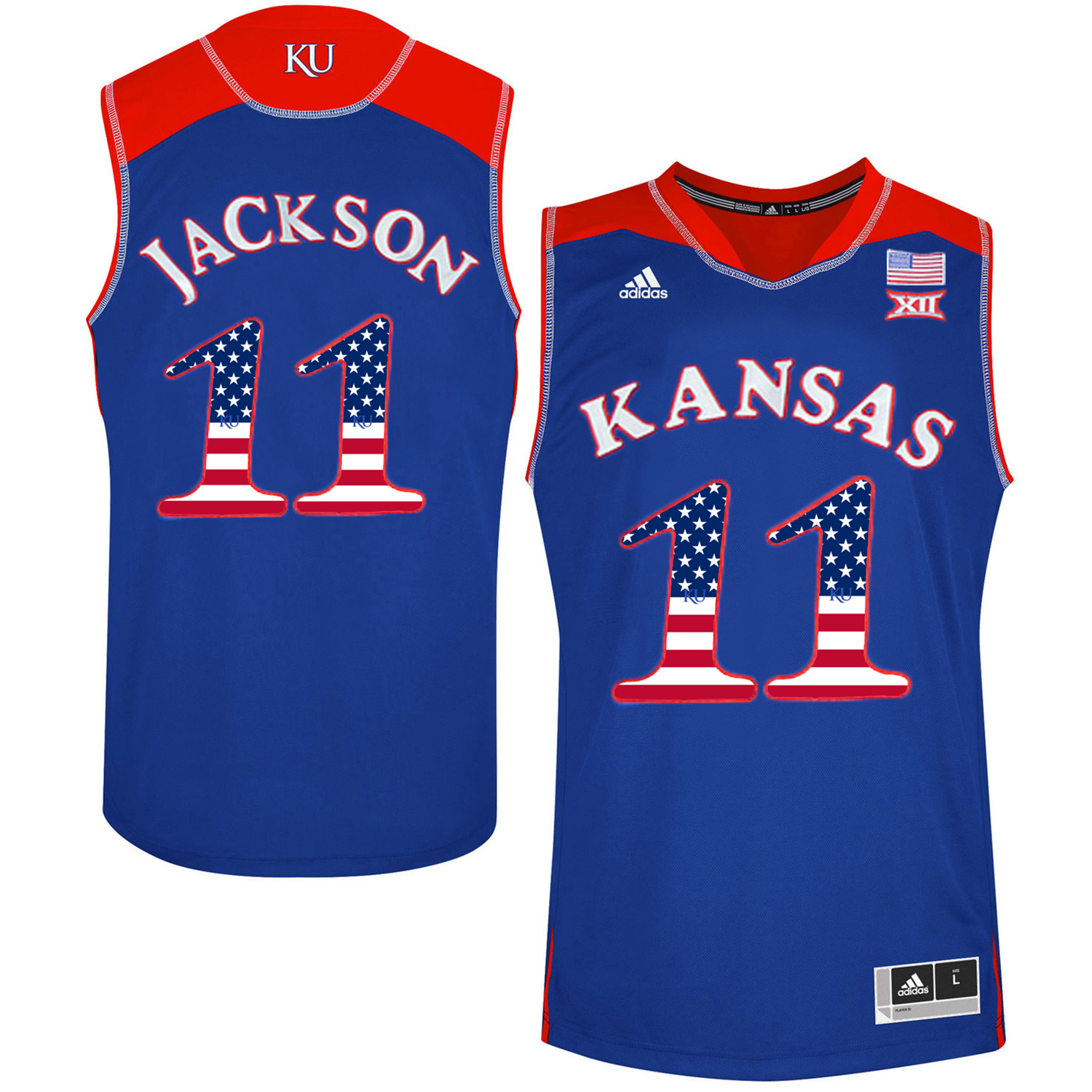 Kansas Jayhawks 11 Josh Jackson Blue Youth USA Flag College Basketball Jersey Kansas Jayhawks 11 Josh Jackson Blue Youth USA Flag College Basketball Jersey