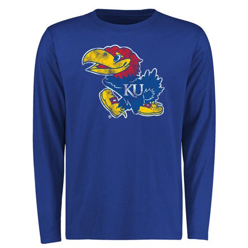 Kansas Jayhawks Big & Tall Classic Primary Long Sleeves T-Shirt Royal