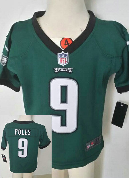 Kids Nick Foles Philadelphia Eagles #9 Green Stitched Nike Jersey