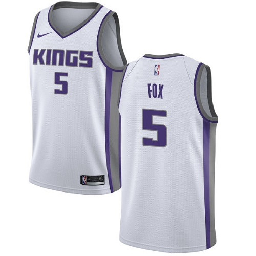 Kings #5 De'Aaron Fox White Women's Basketball Swingman Association Edition Jersey
