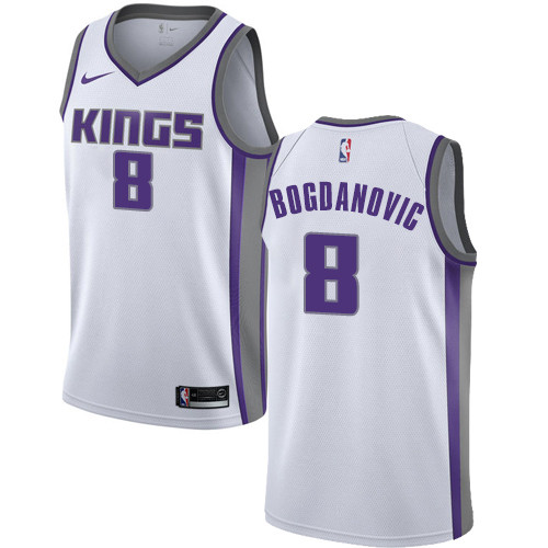Kings #8 Bogdan Bogdanovic White Women's Basketball Swingman Association Edition Jersey