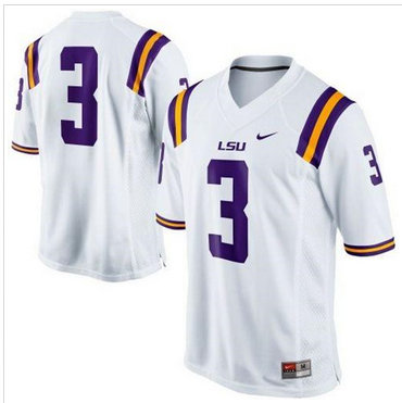 LSU Tigers #3 Odell Beckham Jr White Stitched NCAA Jersey