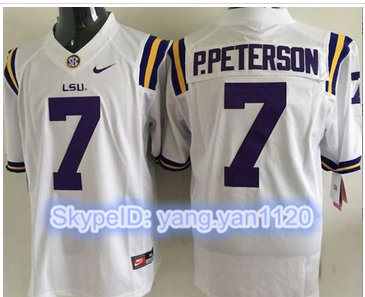 LSU Tigers #7 Patrick Peterson White Stitched NCAA Jersey