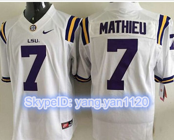 LSU Tigers #7 Tyrann Mathieu White Stitched NCAA Jersey