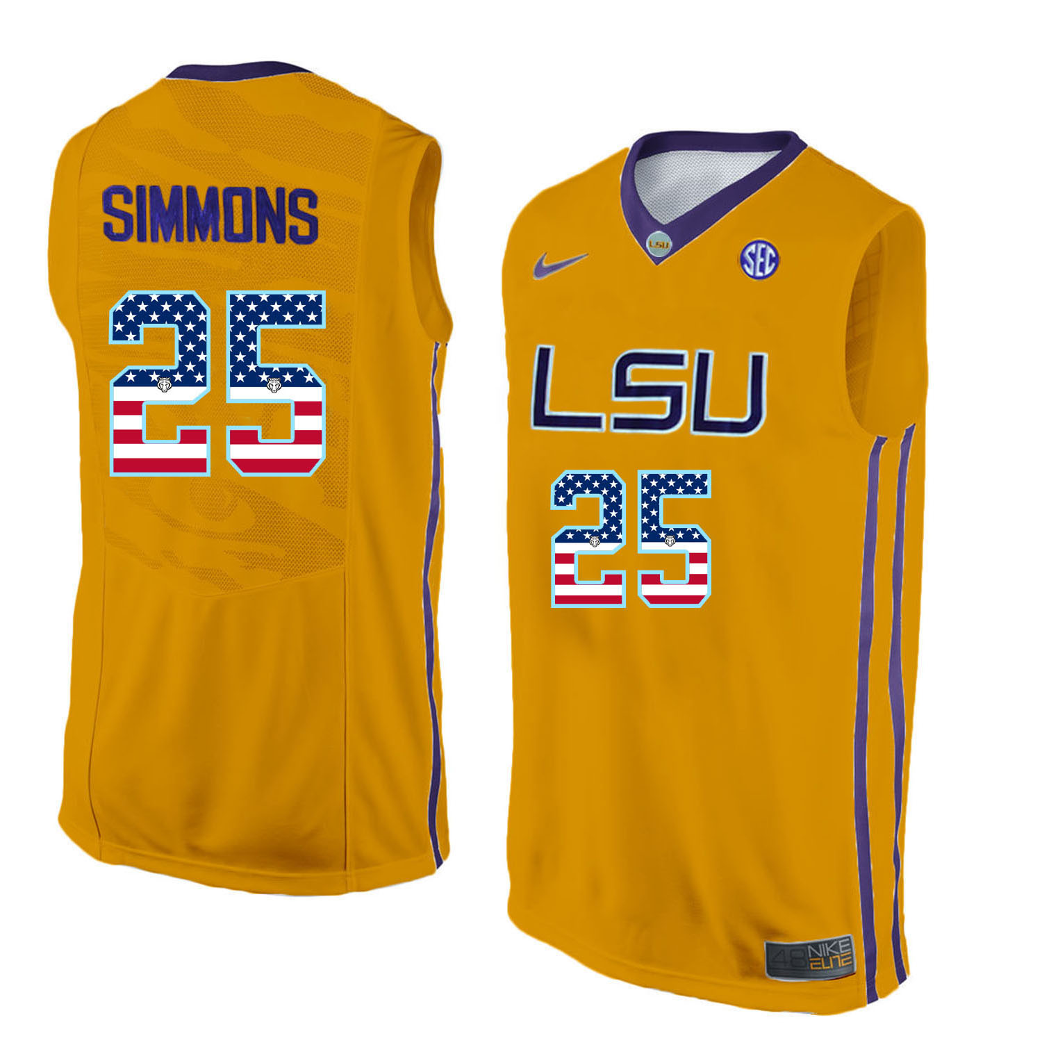LSU Tigers 25 Ben Simmons Gold Youth College Basketball Jersey