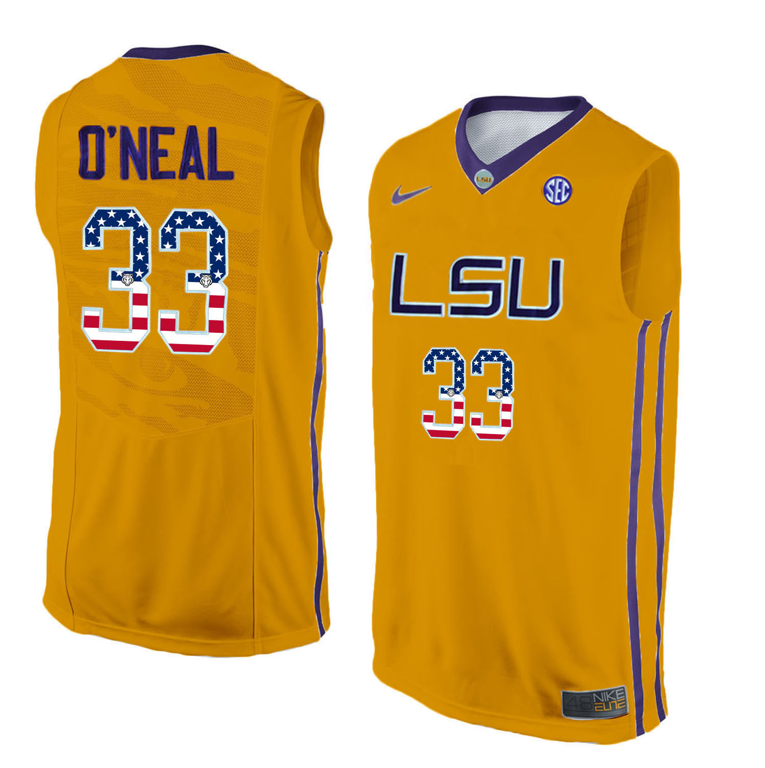 LSU Tigers 33 Shaquille O'Neal Gold Youth College Basketball Jersey LSU Tigers 33 Shaquille O'Neal Gold Youth College Basketball Jersey