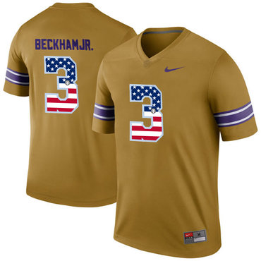 LSU Tigers Tigers 3 Odell Beckham Jr. Gold USA Flag College Football Limited Jersey LSU Tigers Tigers 3 Odell Beckham Jr. Gold USA Flag College Football Limited Jersey