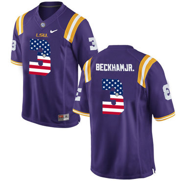 LSU Tigers Tigers 3 Odell Beckham Jr. Purple USA Flag College Football Limited Jersey LSU Tigers Tigers 3 Odell Beckham Jr. Purple USA Flag College Football Limited Jersey