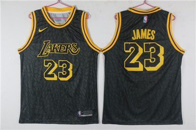 Lakers #23 Lebron James Black City Edition Nike Swingman Jersey