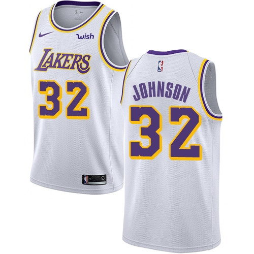 Lakers #32 Magic Johnson White Youth Basketball Swingman Association Edition Jersey Lakers #32 Magic Johnson White Youth Basketball Swingman Association Edition Jersey
