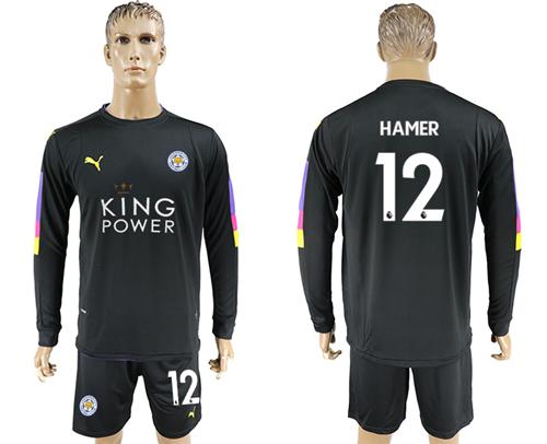 Leicester City #12 Hamer Black Goalkeeper Long Sleeves Soccer Club Jersey Leicester City #12 Hamer Black Goalkeeper Long Sleeves Soccer Club Jersey