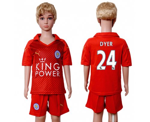 Leicester City #24 Dyer Away Kid Soccer Club Jersey