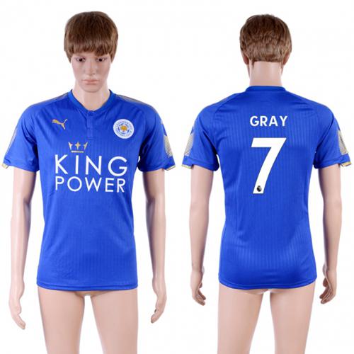 Leicester City #7 Gray Home Soccer Country Jersey Leicester City #7 Gray Home Soccer Country Jersey