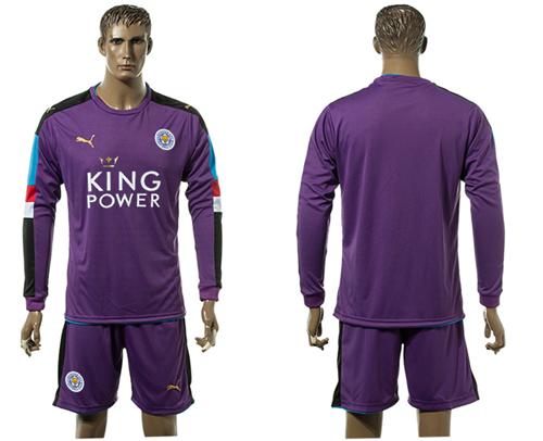 Leicester City Blank Purple Goalkeeper Long Sleeves Soccer Club Jersey Leicester City Blank Purple Goalkeeper Long Sleeves Soccer Club Jersey