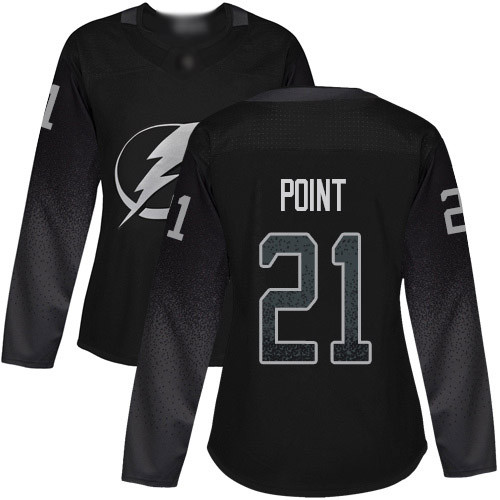 Lightning #21 Brayden Point Black Alternate Authentic Women's Stitched Hockey Jersey