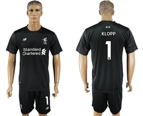 Liverpool #1 Klopp Black Goalkeeper Soccer Club Jersey Liverpool #1 Klopp Black Goalkeeper Soccer Club Jersey