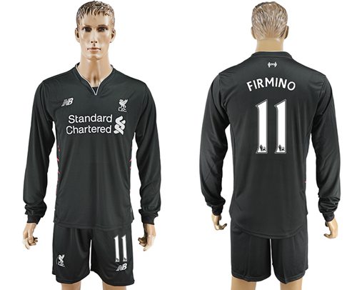 Liverpool #11 Firmino Away Long Sleeves Soccer Club Jersey