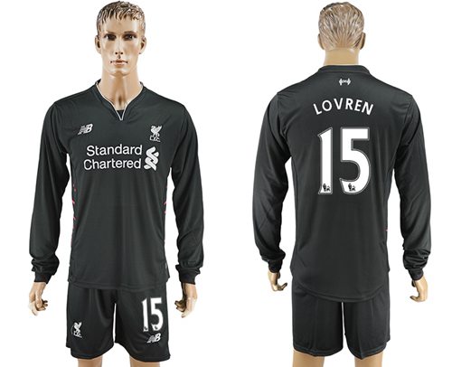 Liverpool #15 Lovren Away Long Sleeves Soccer Club Jersey