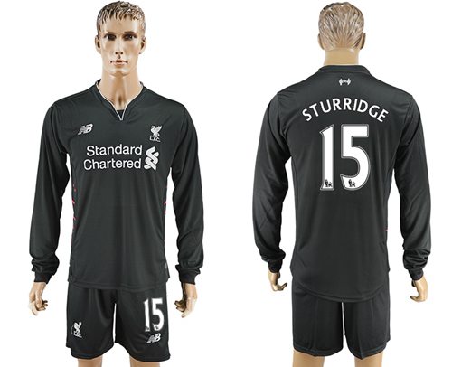 Liverpool #15 Sturridge Away Long Sleeves Soccer Club Jersey