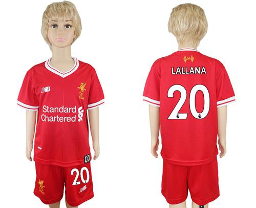 Liverpool #20 Lallana Red Home Kid Soccer Club Jersey