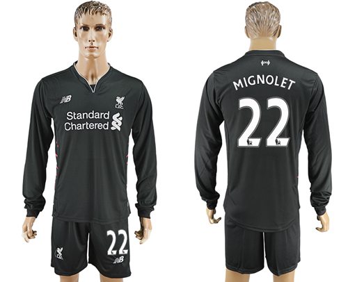 Liverpool #22 Mignolet Away Long Sleeves Soccer Club Jersey Liverpool #22 Mignolet Away Long Sleeves Soccer Club Jersey