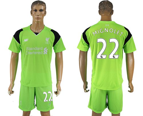 Liverpool #22 Mignolet Green Goalkeeper Soccer Club Jersey