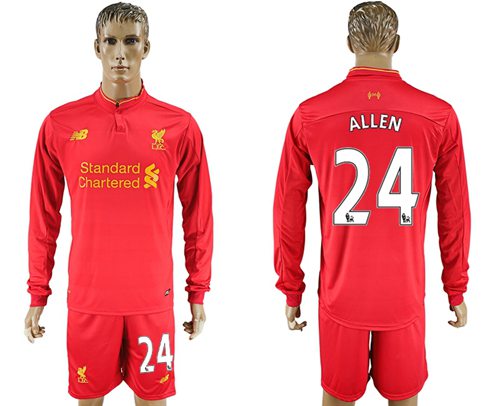 Liverpool #24 Allen Home Long Sleeves Soccer Club Jersey Liverpool #24 Allen Home Long Sleeves Soccer Club Jersey