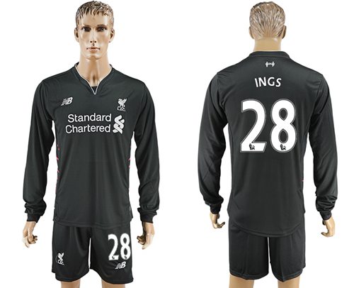 Liverpool #28 INGS Away Long Sleeves Soccer Club Jersey