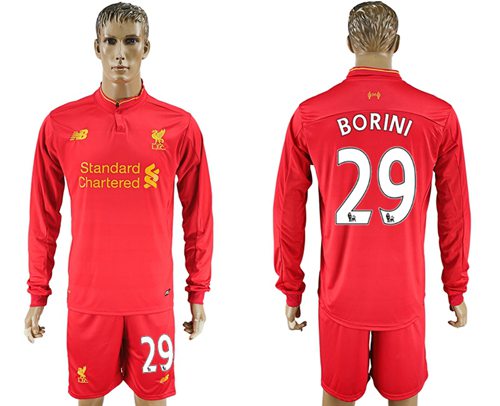 Liverpool #29 Borini Home Long Sleeves Soccer Club Jersey Liverpool #29 Borini Home Long Sleeves Soccer Club Jersey