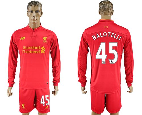 Liverpool #45 Balotelli Home Long Sleeves Soccer Club Jersey Liverpool #45 Balotelli Home Long Sleeves Soccer Club Jersey